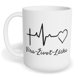 Hrnek klasický malý s vlastním potiskem - Víra, život, láska