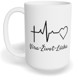 Hrnek klasický velký s vlastním potiskem - Víra, život, láska