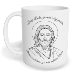 Hrnek klasický malý s vlastním potiskem - Neříkej Bohu, že máš velký problém