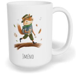 Hrnek klasický velký s vlastním potiskem - Liška turistka
