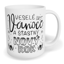 Hrnek klasický malý s vlastním potiskem - Veselé Vánoce a nový rok