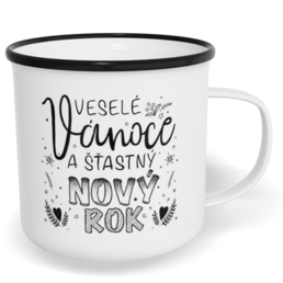 Hrnek plecháček s potiskem na míru - Veselé Vánoce a nový rok