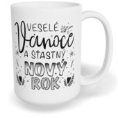 Hrnek klasický velký s vlastním potiskem - Veselé Vánoce a nový rok