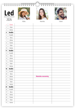 Rodinný plánovací fotokalendář - Bílý