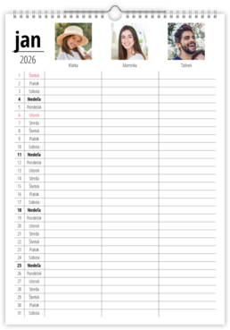 Rodinný plánovací fotokalendář - Bílý