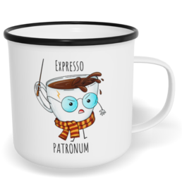Hrnek plecháček s potiskem na míru - Expresso patronum