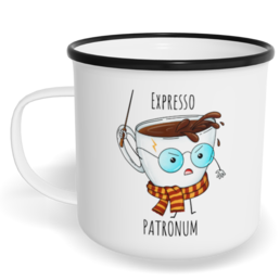 Hrnek plecháček s potiskem na míru - Expresso patronum