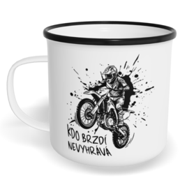 Hrnek plecháček s potiskem na míru - Kdo brzdí nevyhrává