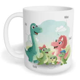 Hrnek klasický malý s vlastním potiskem - Dinosauří rodina