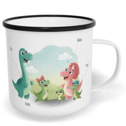 Hrnek plecháček s potiskem na míru - Dinosauří rodina