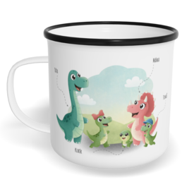 Hrnek plecháček s potiskem na míru - Dinosauří rodina