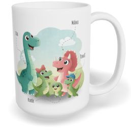 Hrnek klasický velký s vlastním potiskem - Dinosauří rodina