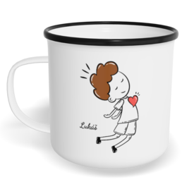 Hrnek plecháček s potiskem na míru - Magnet kluk - párový