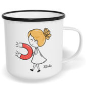 Hrnek plecháček s potiskem na míru - Magnet holka - párový