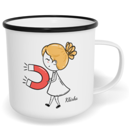 Hrnek plecháček s potiskem na míru - Magnet holka - párový