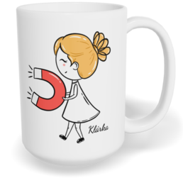 Hrnek klasický velký s vlastním potiskem - Magnet holka - párový