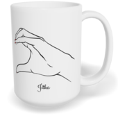 Hrnek klasický velký s vlastním potiskem - Srdce z prstů holka - párový