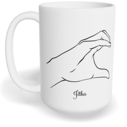 Hrnek klasický velký s vlastním potiskem - Srdce z prstů holka - párový