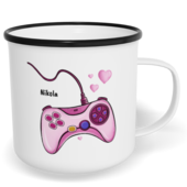Hrnek plecháček s potiskem na míru - Ovladače holka