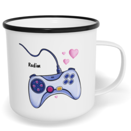 Hrnek plecháček s potiskem na míru - Ovladače kluk