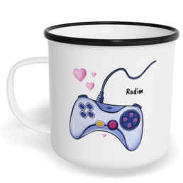 Hrnek plecháček s potiskem na míru - Ovladače kluk