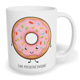 Hrnek klasický malý s vlastním potiskem - Káva a koláček holka - párový