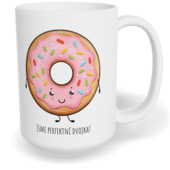 Hrnek klasický velký s vlastním potiskem - Káva a koláček holka - párový