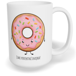 Hrnek klasický velký s vlastním potiskem - Káva a koláček holka - párový