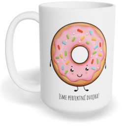 Hrnek klasický velký s vlastním potiskem - Káva a koláček holka - párový