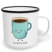 Hrnek plecháček s potiskem na míru - Káva a koláček kluk - párový