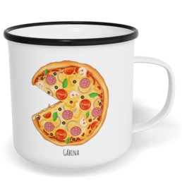 Hrnek plecháček s potiskem na míru - Pizza holka - párový