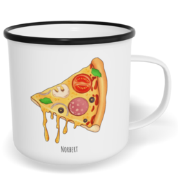 Hrnek plecháček s potiskem na míru - Pizza kluk - párový