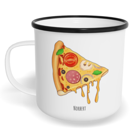 Hrnek plecháček s potiskem na míru - Pizza kluk - párový