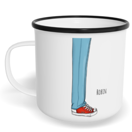 Hrnek plecháček s potiskem na míru - Líbej mě kluk - párový