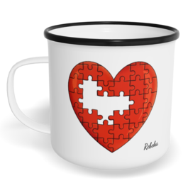 Hrnek plecháček s potiskem na míru - Chybějící puzzle holka - párový