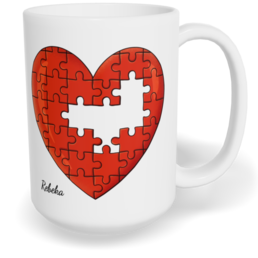 Hrnek klasický velký s vlastním potiskem - Chybějící puzzle holka - párový