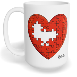 Hrnek klasický velký s vlastním potiskem - Chybějící puzzle holka - párový