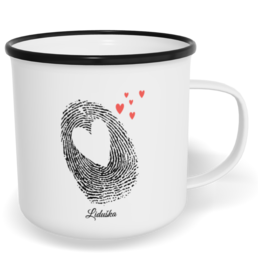 Hrnek plecháček s potiskem na míru - Otisk holka - párový