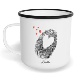 Hrnek plecháček s potiskem na míru - Otisk holka - párový