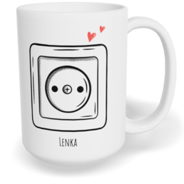 Hrnek klasický velký s vlastním potiskem - Zásuvka holka - párový