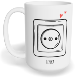 Hrnek klasický velký s vlastním potiskem - Zásuvka holka - párový