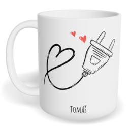 Hrnek klasický malý s vlastním potiskem - Zásuvka kluk - párový