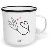 Hrnek plecháček s potiskem na míru - Zásuvka kluk - párový