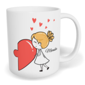 Hrnek klasický malý s vlastním potiskem - Postavičky s puzzle holka - párový