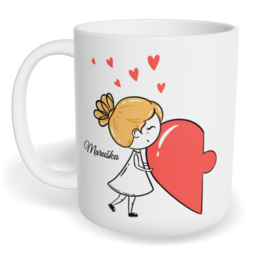 Hrnek klasický malý s vlastním potiskem - Postavičky s puzzle holka - párový