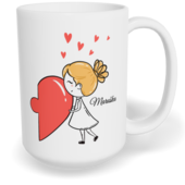 Hrnek klasický velký s vlastním potiskem - Postavičky s puzzle holka - párový