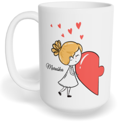 Hrnek klasický velký s vlastním potiskem - Postavičky s puzzle holka - párový