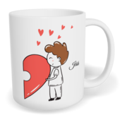 Hrnek klasický malý s vlastním potiskem - Postavičky s puzzle kluk - párový