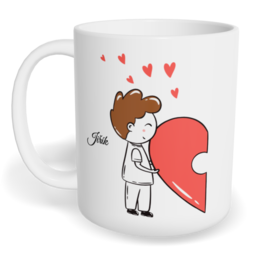 Hrnek klasický malý s vlastním potiskem - Postavičky s puzzle kluk - párový