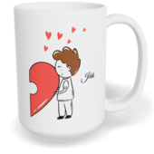 Hrnek klasický velký s vlastním potiskem - Postavičky s puzzle kluk - párový